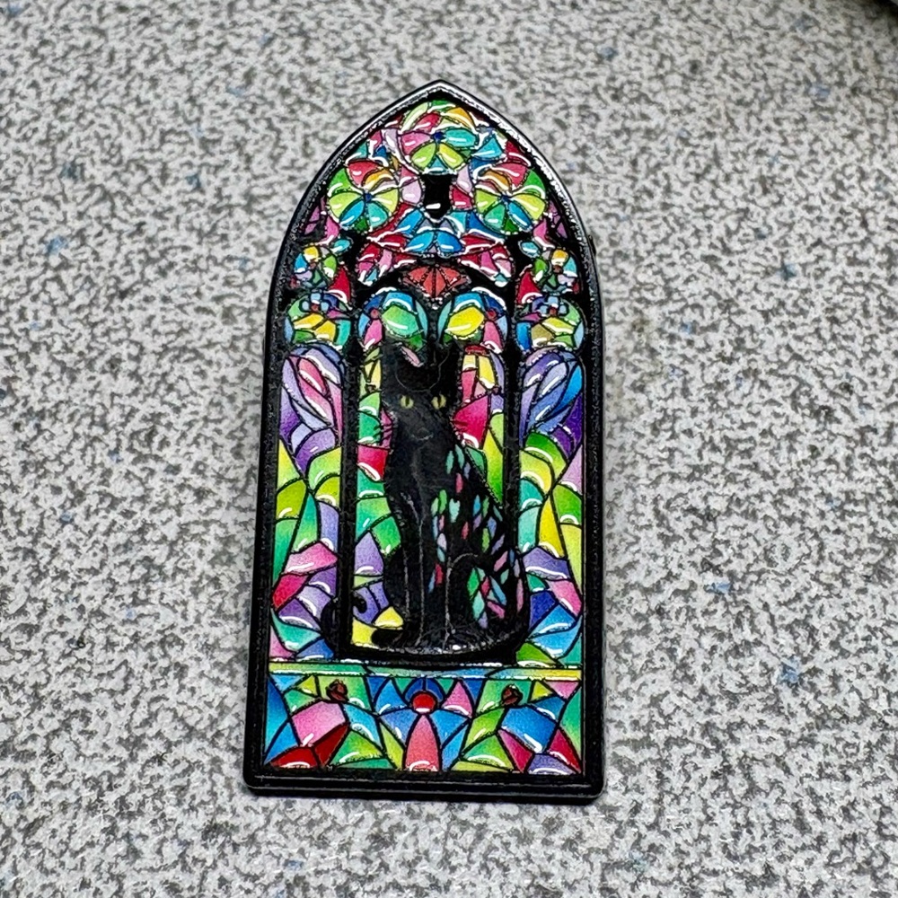 🐈‍⬛cat lover stained glass window Enamel Pin